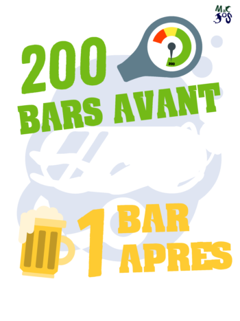 t-shirt plpongée 200 bar avant / 1 bar après